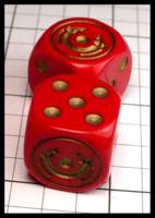 Dice : Dice - 6D - Red with Gold Numerals and Logo - JA Collection Apr 2024